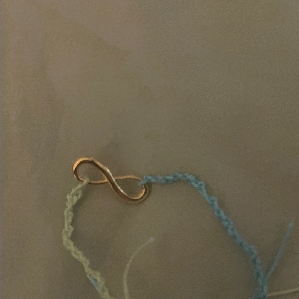 Gold Infinity Charm Friendship Bracelet - Blue and Mint